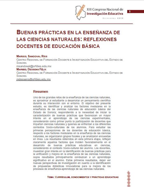 Buenas prácticas en la enseñanza de las ciencias naturales: reflexiones docentes de educación básica